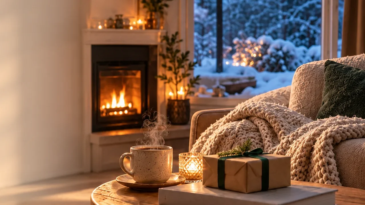 A wrapped gift, steaming coffee and candlelight beside a winter window on The Gift They Want website